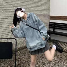 JK8605-P56水洗做旧连帽卫衣男女春季美式街头ins潮牌宽松，男装卫衣，电商B323A