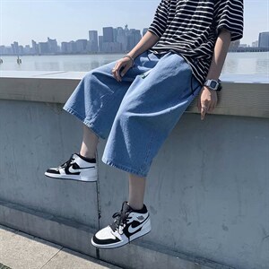 夏季薄款潮牌牛仔七分裤男ins韩版潮流百搭宽松休闲短裤N969-P38图片