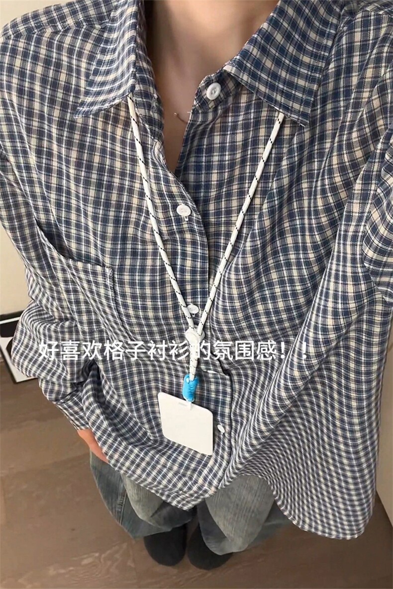 2026新款格子衬衫长袖慵懒风美式衬衣外套男女C64147-TP3059,男装衬衫,电商A102