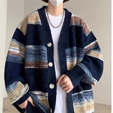 软糯条纹毛衣日系开衫针织男女上衣情侣长袖冬季渐变色潮MY3153，男装针织衫/毛衣，星座516A