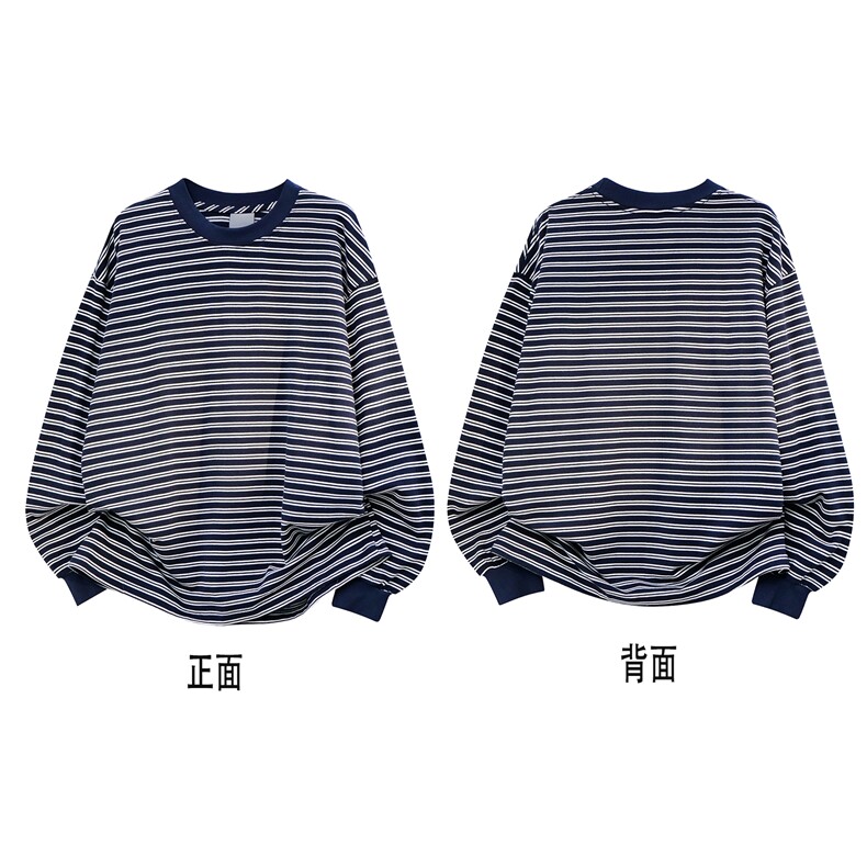 秋装新款重磅300克全棉条纹打底衫螺纹长袖秋衫打底衫 RH5581-P40图片