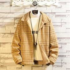 703-Y252冬季高品质加厚羊羔毛外套格子毛呢双面穿小熊绣花，男装棉衣，星座703