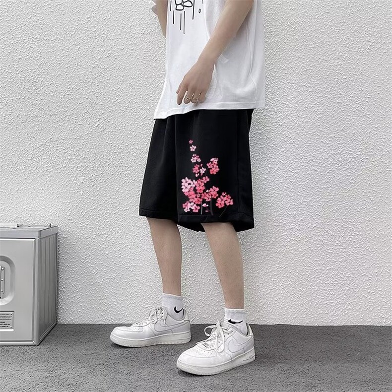 夏季新款男士韩版宽松纯色冰丝透气休闲运动松紧五分裤潮情侣短裤,男装牛仔裤,星座1013