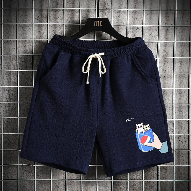 MK37262-P15冰丝短裤男士大码宽松休闲五分裤男运动中裤网格,男装休闲裤,电商A040A