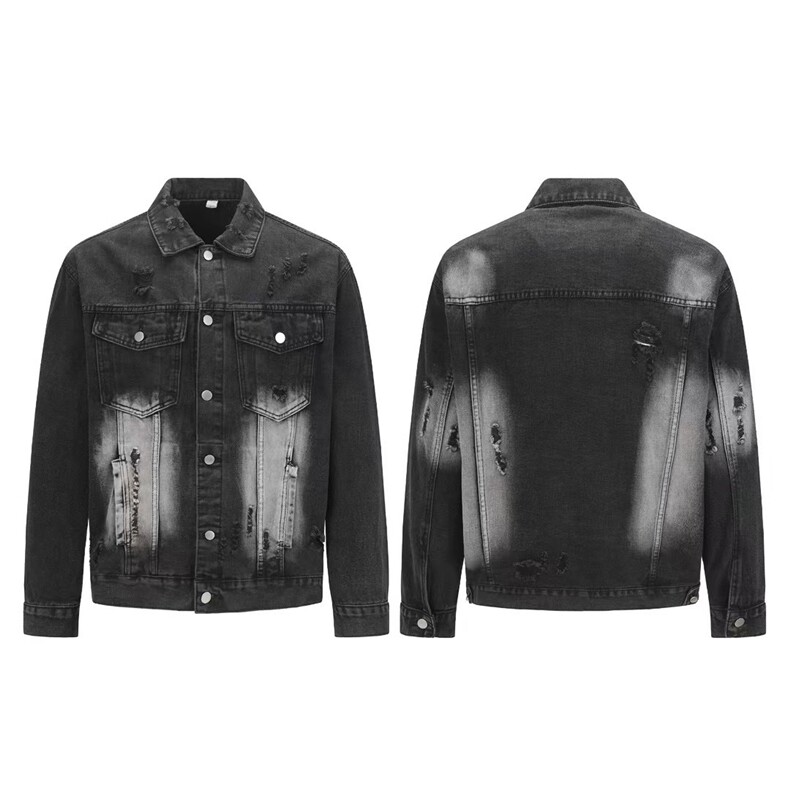 得物二开美式复古破洞牛仔外套高街水洗工装夹克上衣JK1297-P78，男装工装外套，星座1103-3