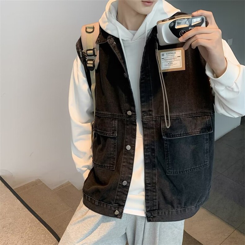 潮流牛仔新款ins马甲日常慵懒男翻领文艺春夏款背心J111P50,男装背心/马甲,星座1116-2