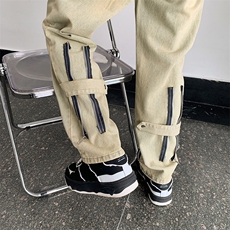 裤子男牛仔裤男宽松阔腿美式街头高街vibe潮牌休闲长裤N08832-P45，男装牛仔裤，星座308B-1