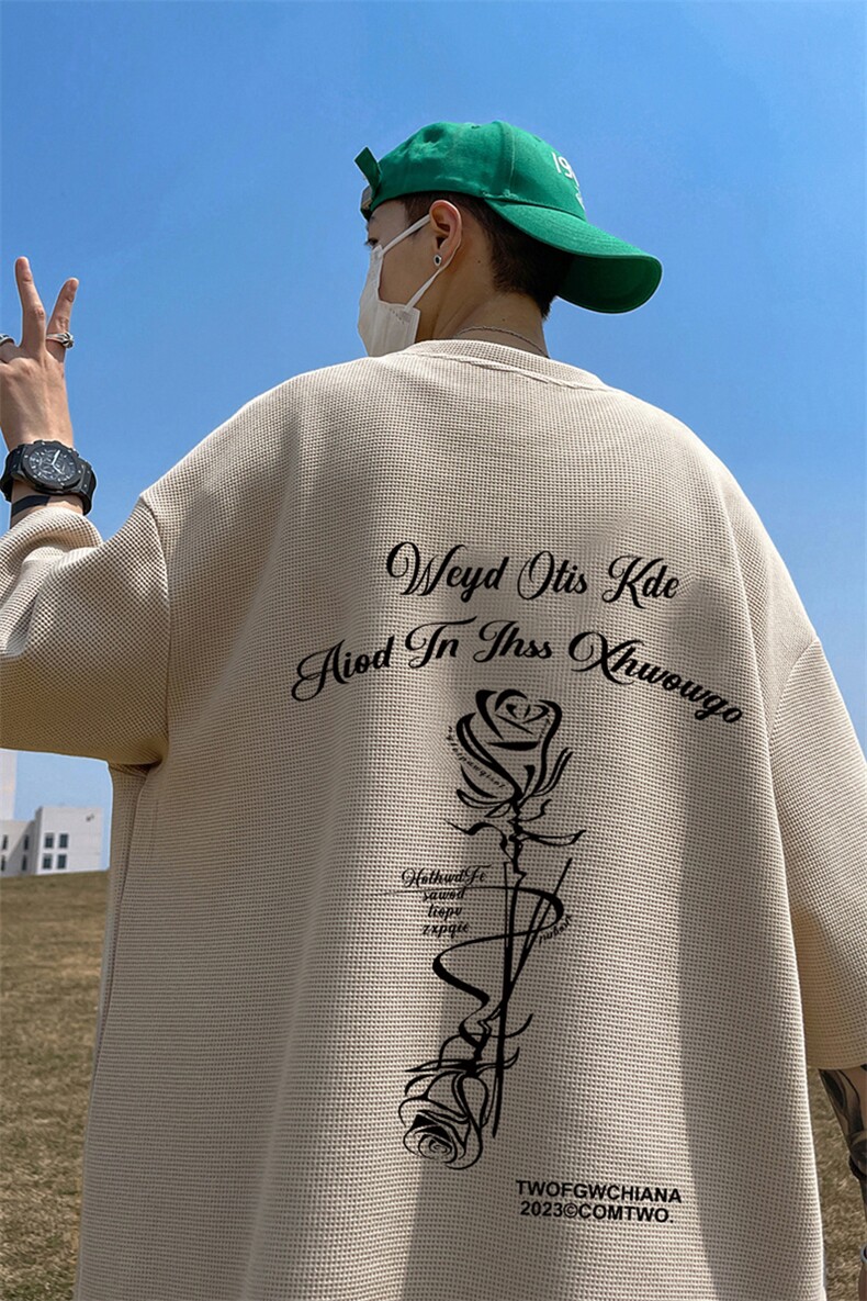 华夫格短袖直播高品质重磅220克玫瑰花印花HT3126-P20,男装T恤,星座508（原C305）