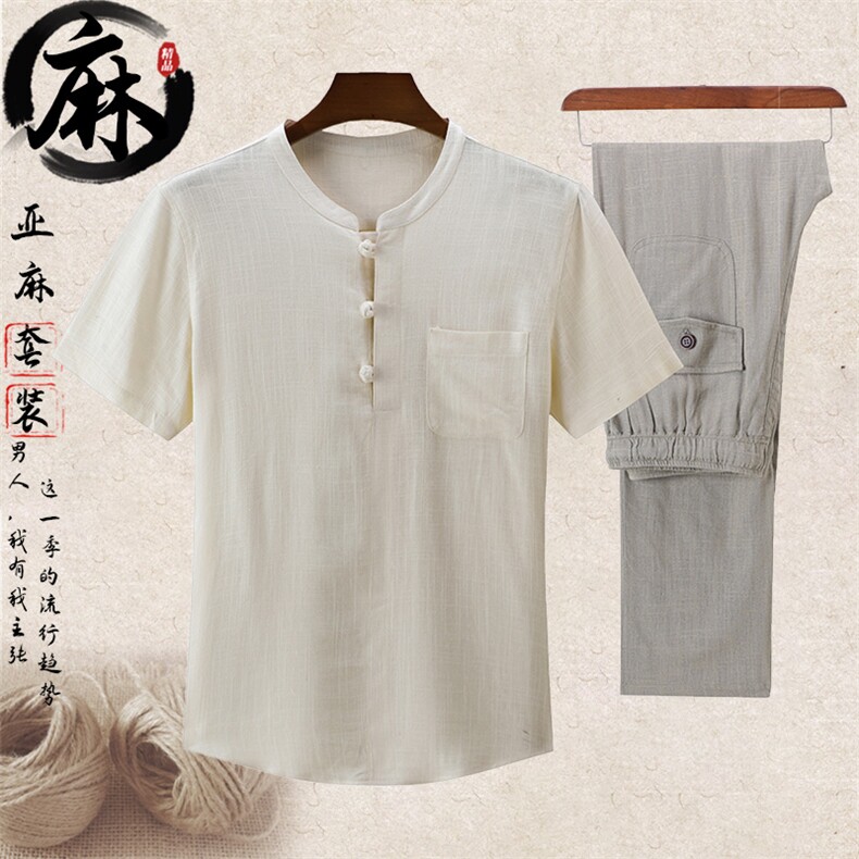 主推长年大货夏男士中年风亚套装短袖T恤半袖上衣，男装中老年男装，钱塘723