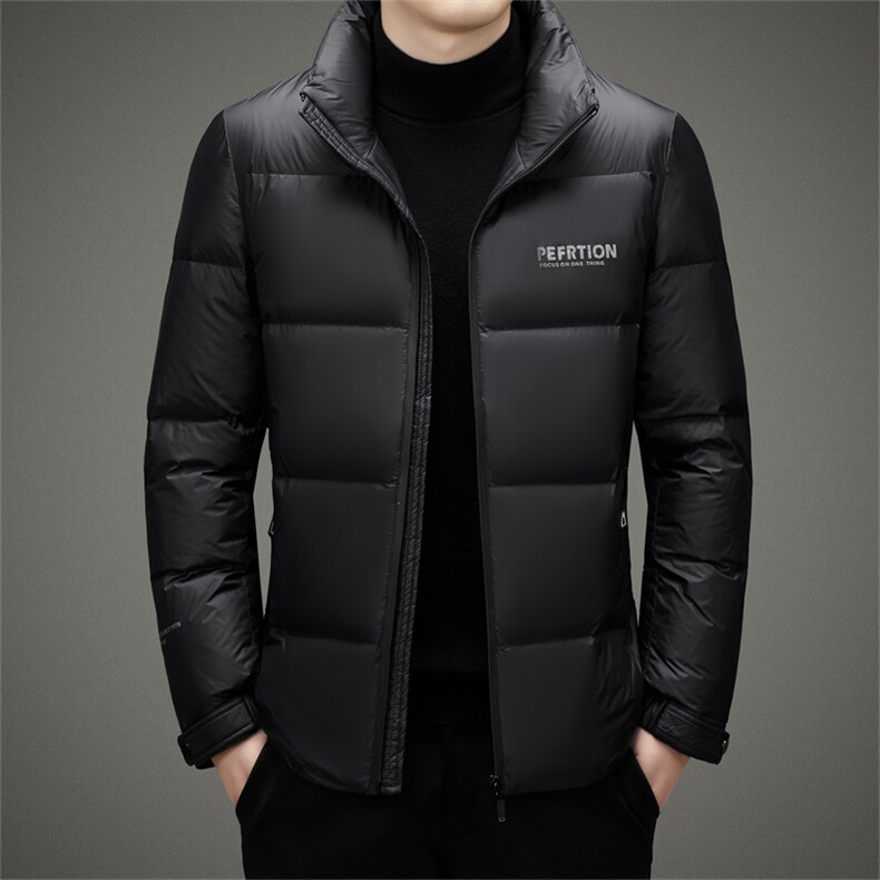 羽绒服男2023新款中年男士商务休闲冬季保暖厚款白鸭绒爸爸装外套,男装羽绒服,电商B212（原钱塘6029）