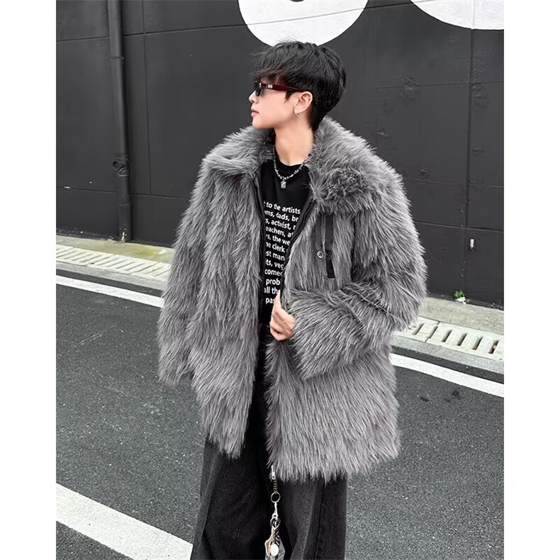 【有货】DW2461-P115冬季仿狐狸毛皮草外套男款加厚宽松棉服棉衣，男装夹克，星座603-2