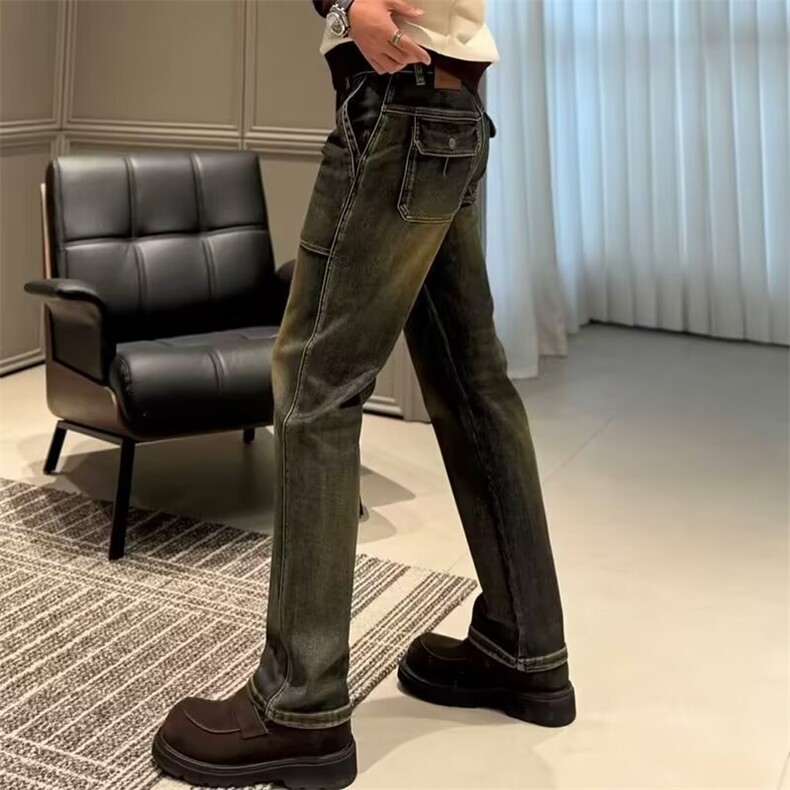 1506/QG6390/P52欧美复古男士牛仔裤图片