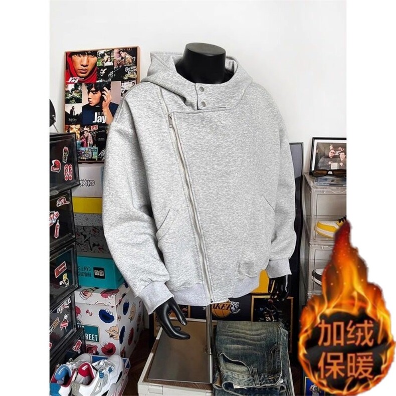 1605-1/WW631/P69设计感双拉链开衫卫衣男秋冬季潮牌百搭外套,女装短外套,星座1506