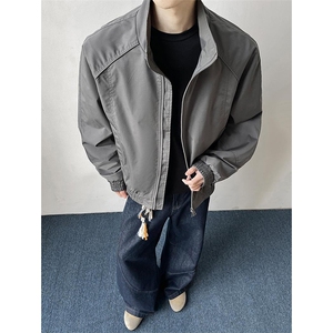 高品质春装新款老钱风美式高街解构立领棒球服飞行夹克休闲外套潮图片