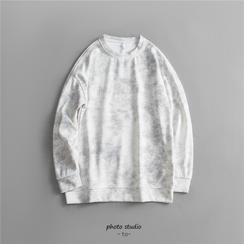 现货WY10086-P52加绒P62美式扎染宽松圆领情侣高质量卫衣,男装卫衣,电商A059
