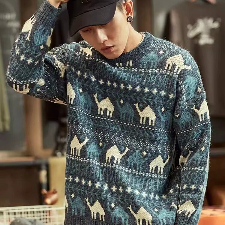 男秋冬款韩版潮流宽松针织衫慵懒保暖毛衣M615-P47，男装针织衫/毛衣，星座208-5