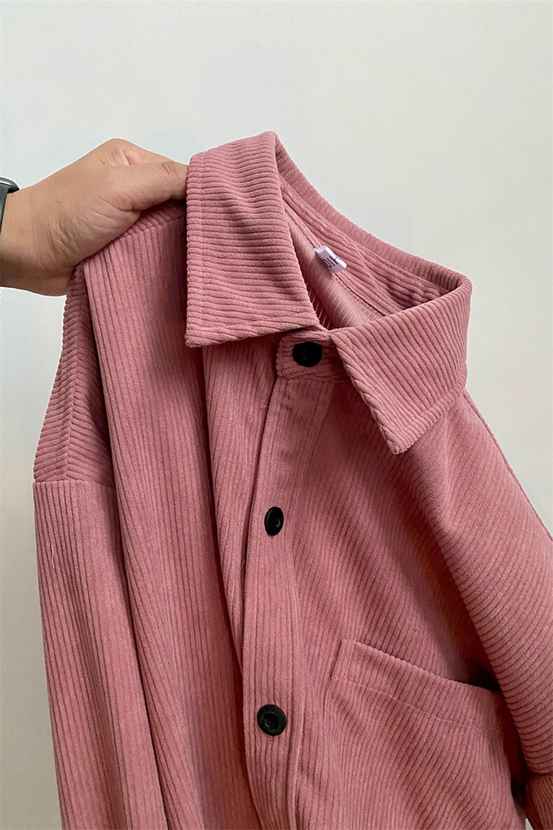 现货厚实灯芯绒衬衫男秋冬款港风宽松复古长袖衬衣CS027-P48,男装衬衫,星座301C-5