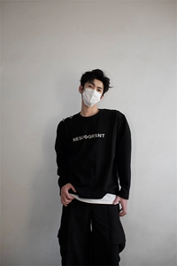 明星私服现货春款飞机扣不对称双肩设计打底T恤潮流高街卫衣 P55图片
