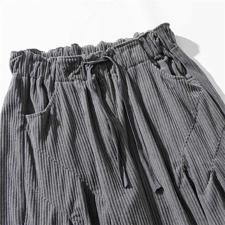 白底平铺秋装大码日系复古灯芯绒阔腿哈伦休闲裤男女潮k273/P70,男装休闲裤,钱塘713