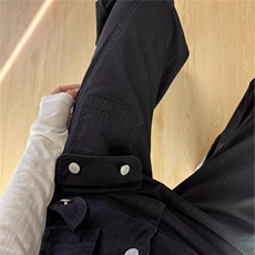 美式街头黑色显瘦拉链工装牛仔裤女春秋高腰直筒宽松百搭微喇长裤，男装牛仔裤，星座302B