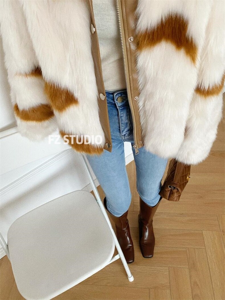 【现货】拼皮毛毛外套，其它，F/TU