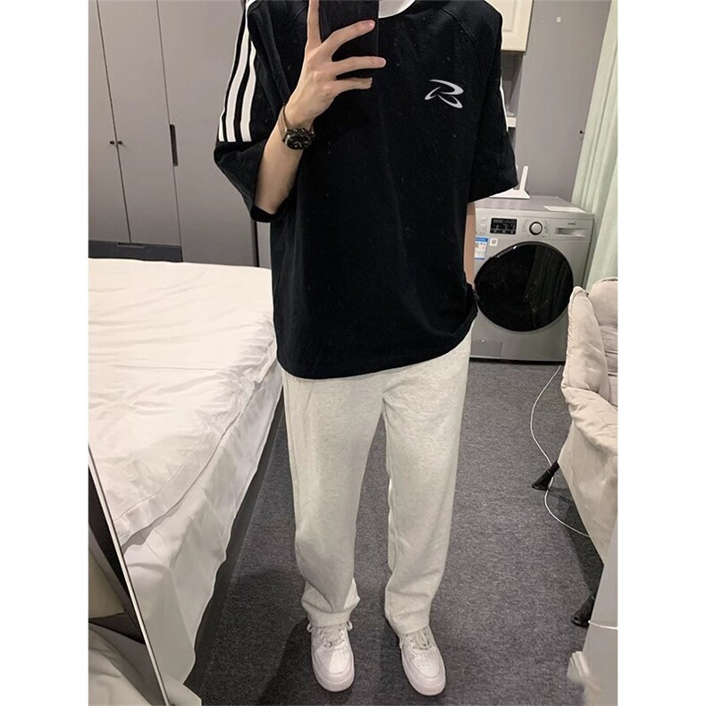 夏季美式高街重磅纯棉三条杠织带撞色男女短袖T恤ZD625-特P30,男装T恤,电商A486-1