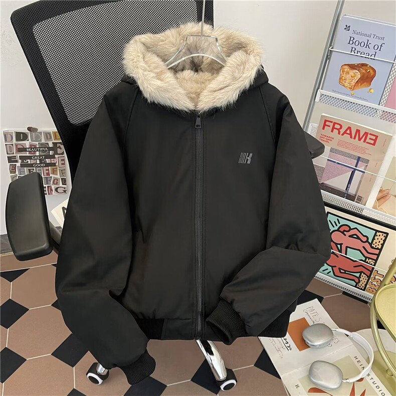 棉服毛毛男女韩版潮流连帽帅气2025冬季ins外套MF367-P95,男装棉衣,星座412-3
