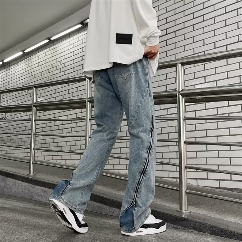高街牛仔裤男韩版潮流拉链个性帅美式2024冬季ins长裤RK1312-P59,男装牛仔裤,星座412-2