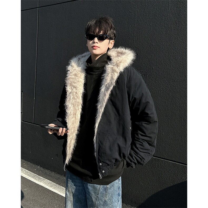 cleanfit座山雕二代毛领棉服男款冬季加厚美式复古工装连帽外套女图片