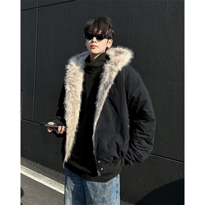 cleanfit座山雕二代毛领棉服男款冬季加厚美式复古工装连帽外套女图片