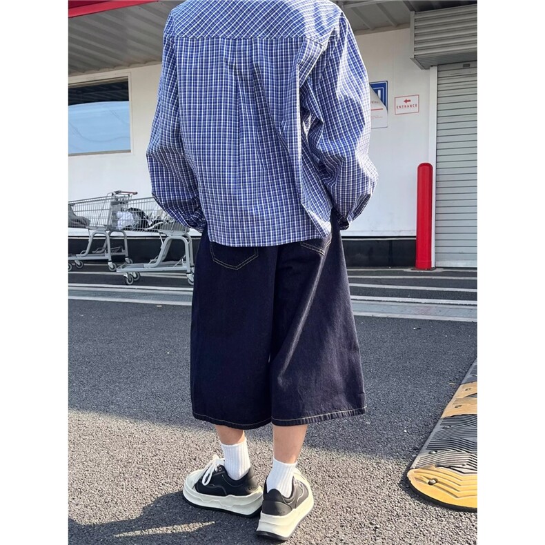 时尚文艺无品牌潮流白色直筒牛仔裤女七分中裤子夏季ins气质慵懒,男装牛仔裤,星座506A