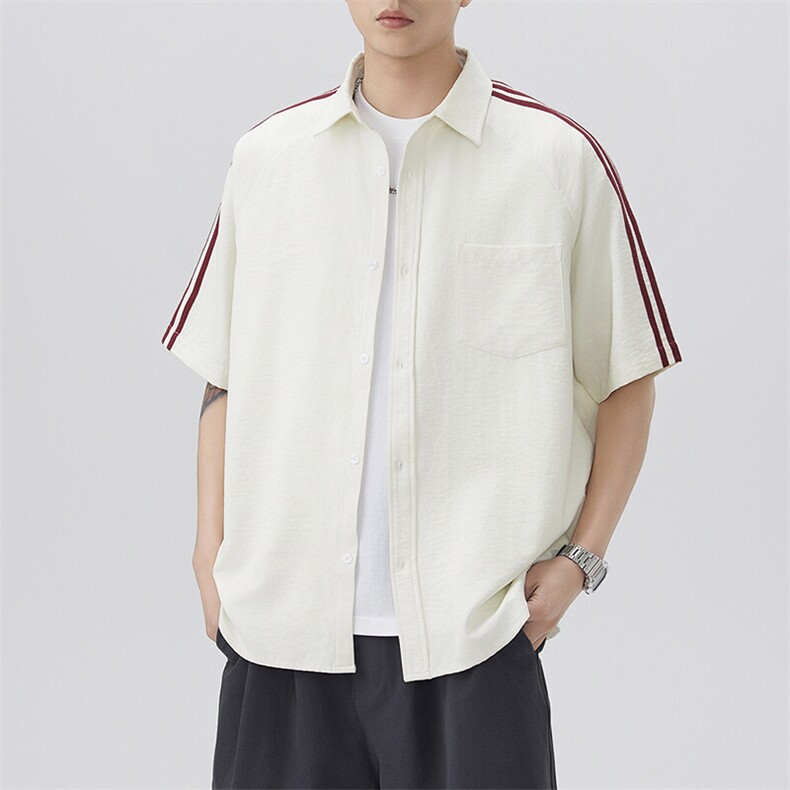夏季纯色短袖衬衣男宽松落肩质感半袖衬衫A157B-CS4218-特P40,男装衬衫,电商A157B