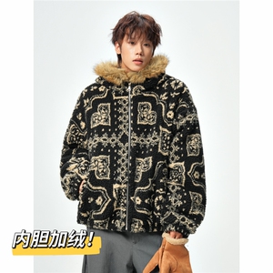 加绒内胆羊羔毛毛领棉衣座山雕棉服中性外套 A017 4020 P120图片