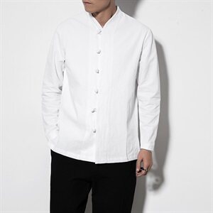 春季风棉麻长袖衬衣中式复古盘扣汉服上衣QT6005-CS08图片