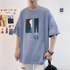 ！2021春夏纯棉男士短袖T恤宽松百搭潮流半袖体恤T215P25，男装T恤，电商B220