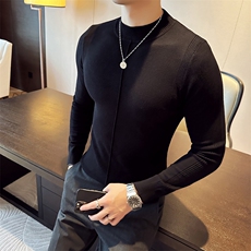 2024新款纯色毛衣打底衫男秋冬内搭半高领修身针织衫M35-p58，男装针织衫/毛衣，电商D303