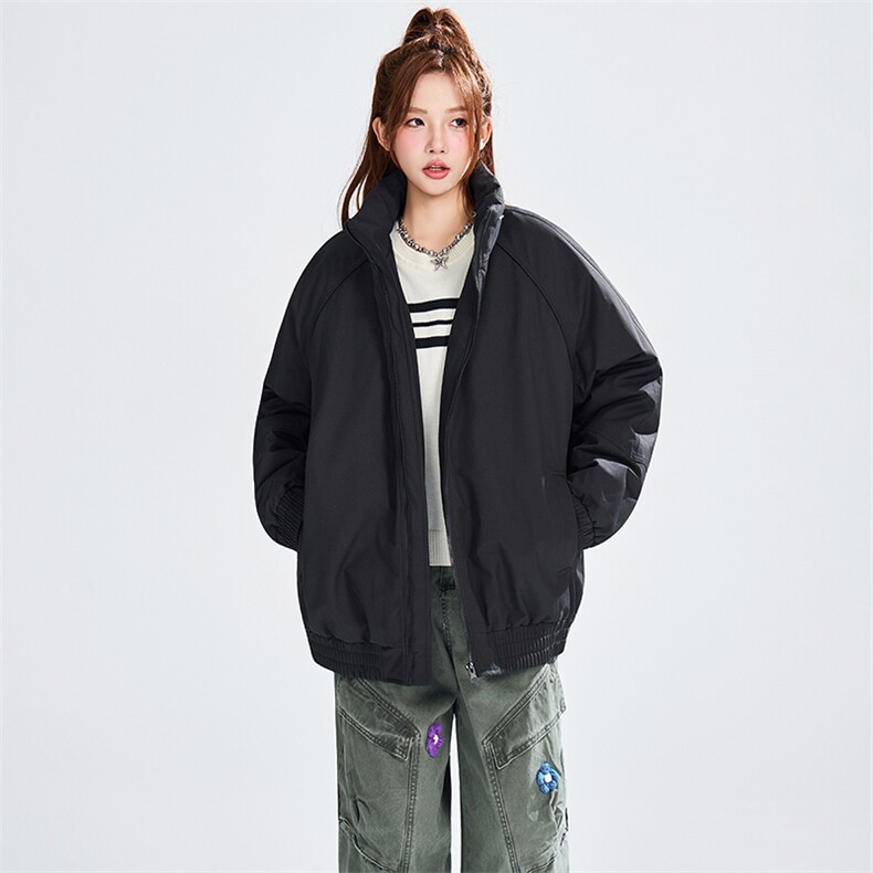 现货美式高街休闲夹克冬季三防立领纯色户外工装加厚棉服外套图片