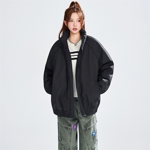 现货美式高街休闲夹克冬季三防立领纯色户外工装加厚棉服外套图片
