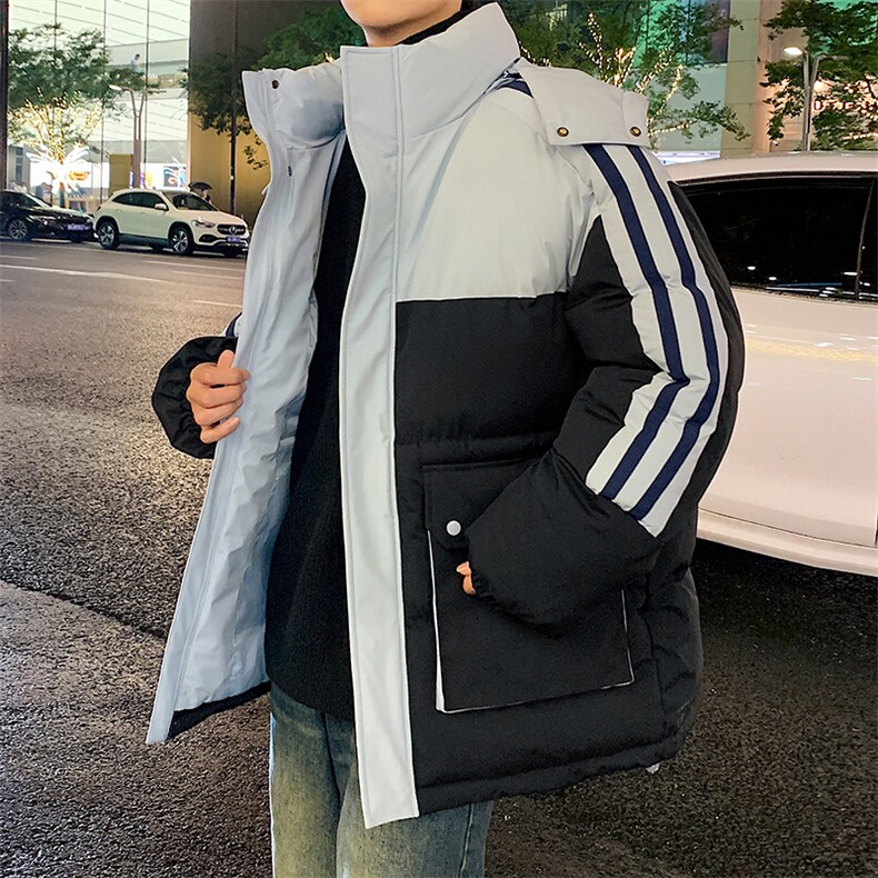 港风潮牌新款织拼色连帽服潮流保暖棉衣M085-P110控159,男装棉衣,星座717