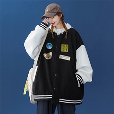 2022春装新款韩版字母印花宽松夹克情侣棒球服外套G84P65控78，男装夹克，A247A