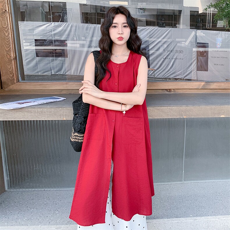 红色炸街时尚套装女夏季2025新款法式圆领背心裙波点阔腿裤两件套,女装套装/套裙,浙宝305