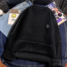 圆领毛衣男加绒加厚一体绒卫衣秋冬季保暖毛线针织衫7026-P31，男装针织衫/毛衣，星座1706