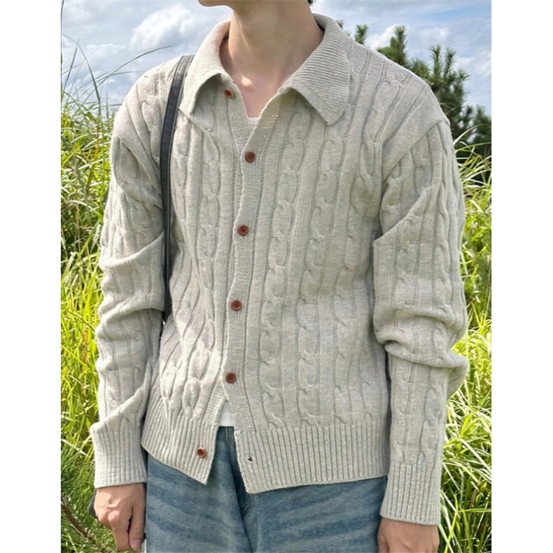 秋季新款男士毛衣休闲宽松复古外套韩版麻花纹针织开衫M9202，男装针织衫/毛衣，星座1116A（原606A-3）