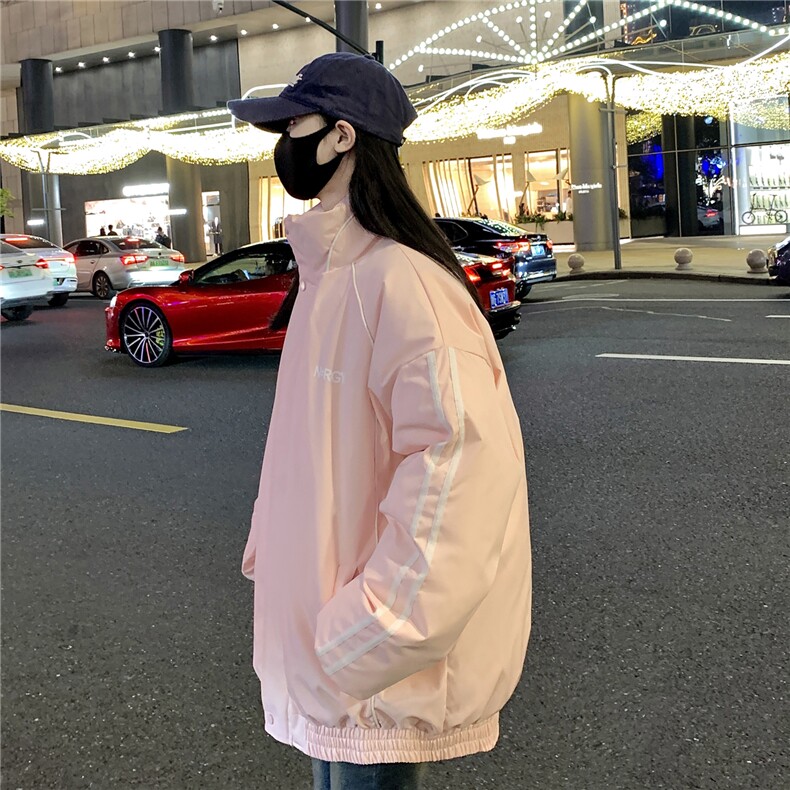 情侣装冬装港风条纹织带棉服棉衣休闲加厚外套男女G1107P118,男装棉衣,电商A339