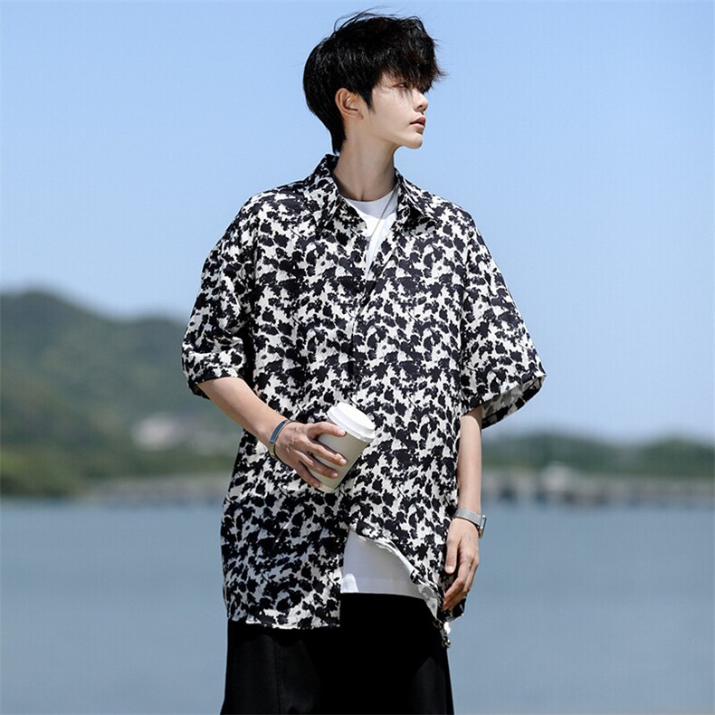 8XL-M花衬衫男短袖夏季薄款冰丝半袖宽松大码休闲外套DC28008P38,男装衬衫,电商B312