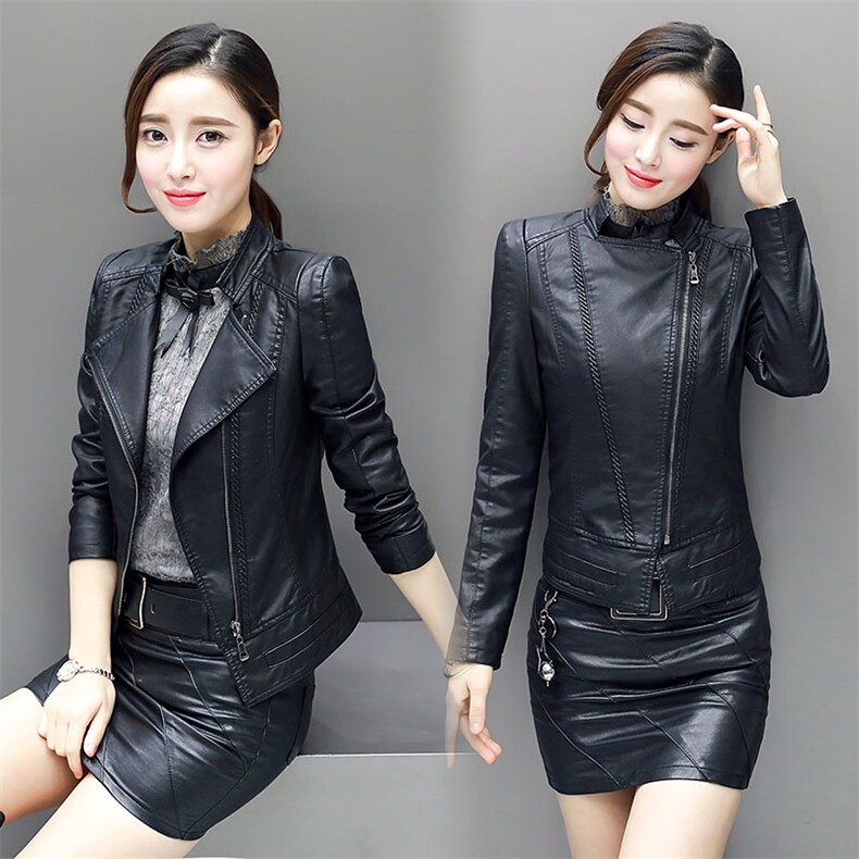 春冬新款PU皮外套女装修身显瘦时尚百搭韩版，女装皮衣，江南女神