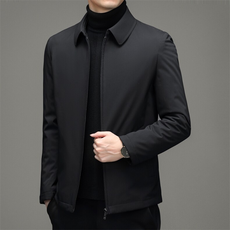 2024冬季爸爸装羽绒服轻薄款商务干部装短款翻领保暖中老年外套男图片