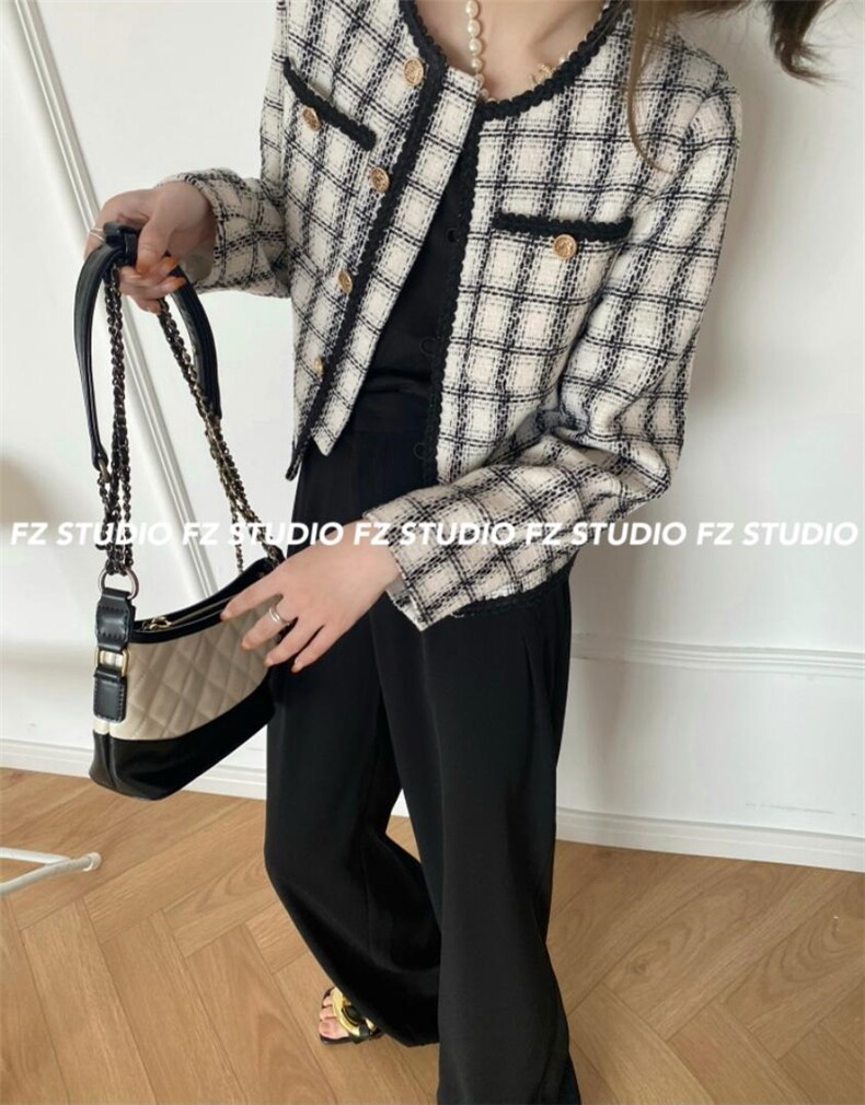 现货，黑白格小香外套，其它，F/TU