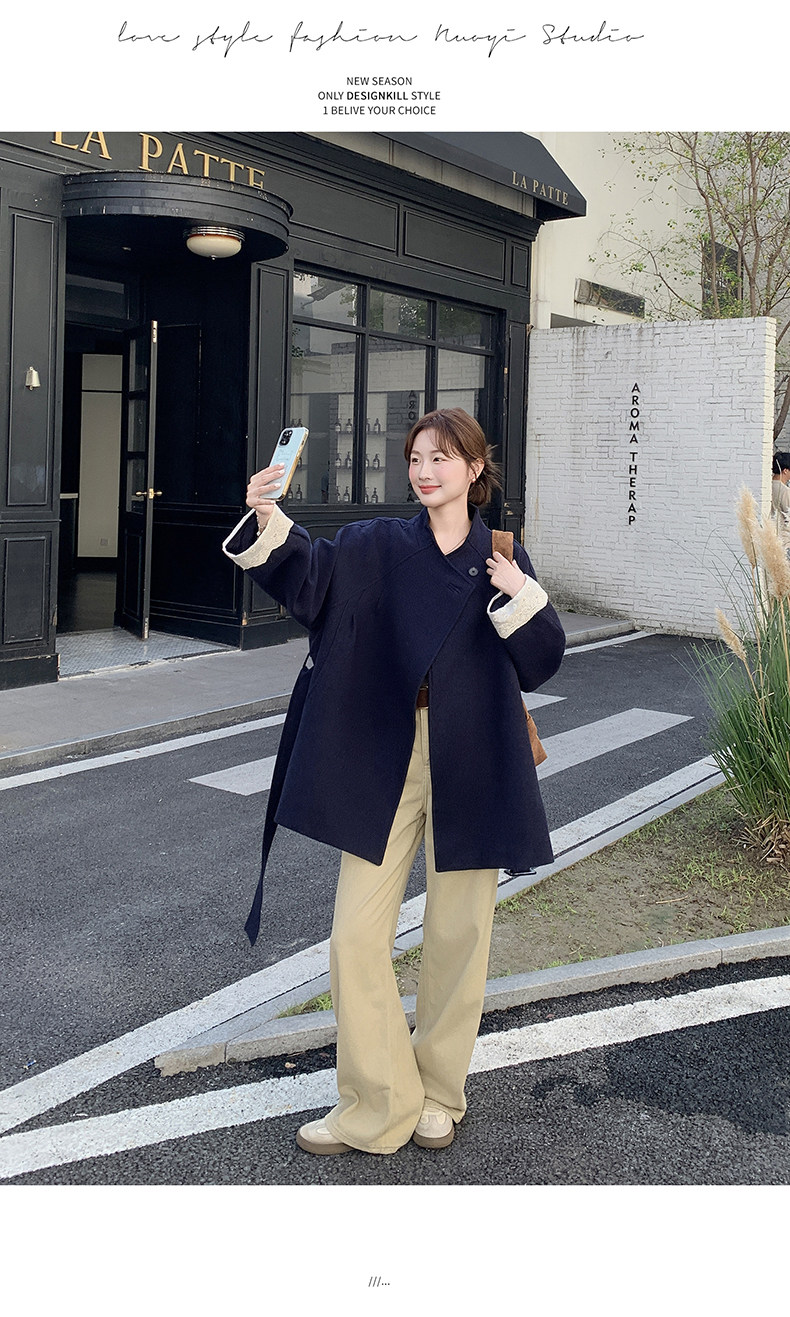 韩系高级感毛呢外套女冬季2025新款巨好看洋气百搭小个子显瘦大衣,女装毛呢外套,2C159