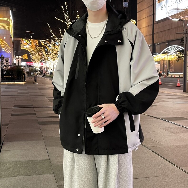 连帽冲锋衣男士春秋季年新款青年潮牌工装夹克薄款上衣JK675,男装夹克,星座1116A-1（原606A）
